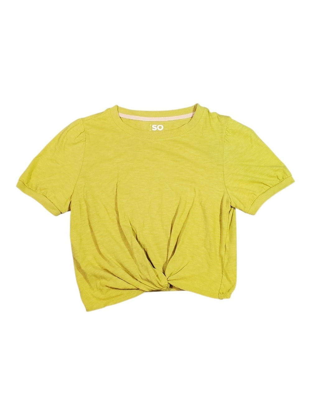SO Lime Yellow Twist-Front Crop Top